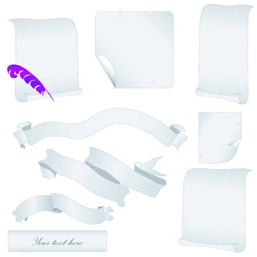 set of ribbons and scrolls design elements vector