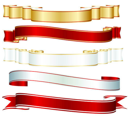 set of ribbons and scrolls design elements vector
