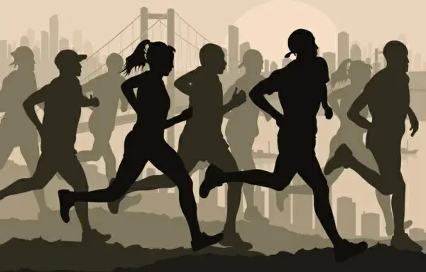 set of running silhouettes vector