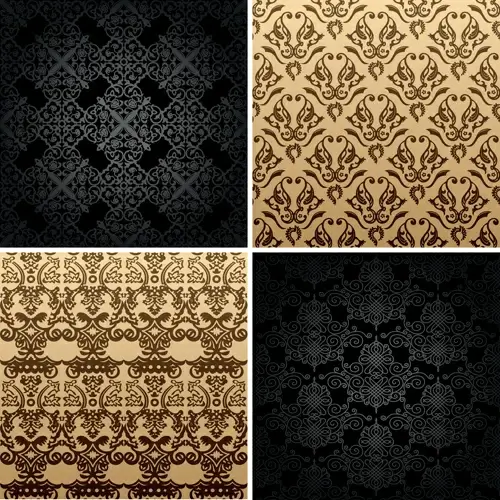 set of seamless ornament pattern design vector