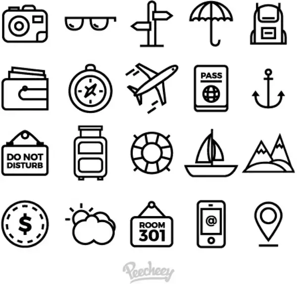 set of simple travel icons