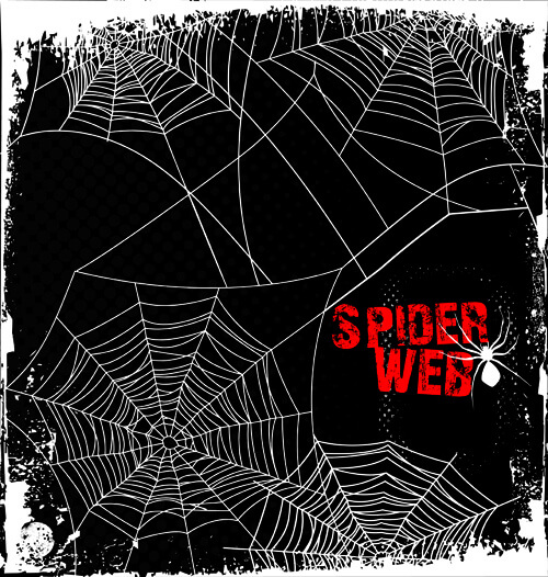 set of spider web vector background