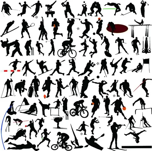 set of sports people silhouette vector