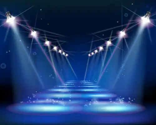 set of stage with spotlights elements vector
