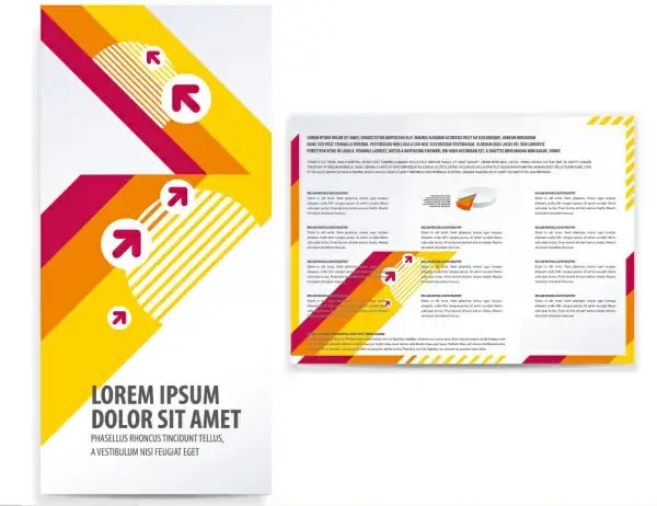 set of tri fold business brochure cover vector