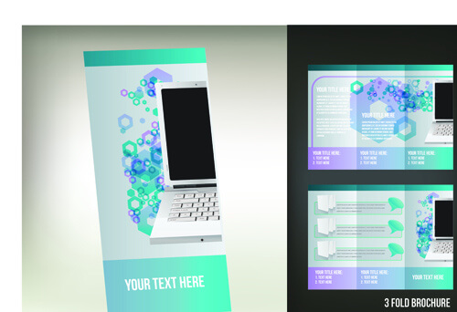 set of tri fold business brochure cover vector