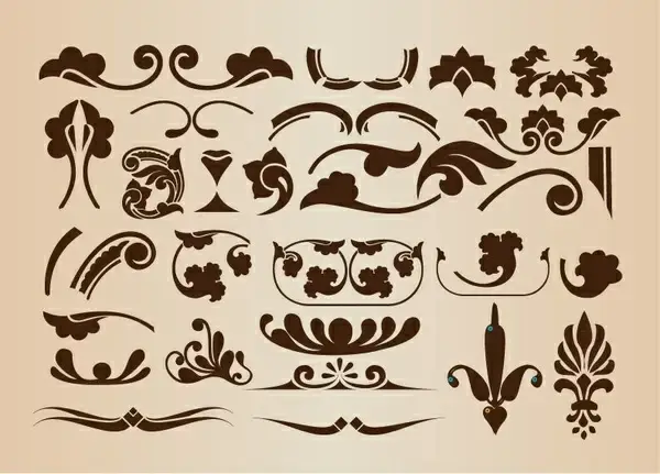set of vector floral decorative elements for design