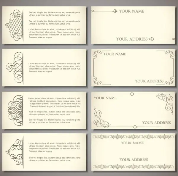set of vintage business card design vector