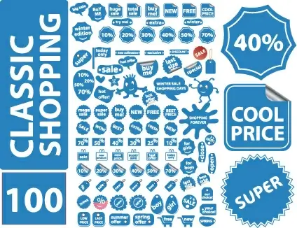set of vivid price tags and stickers vector