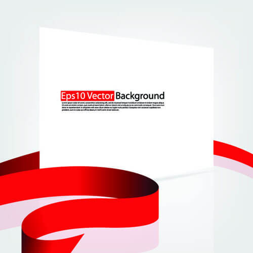 set of white form and red ribbons backgrounds vector