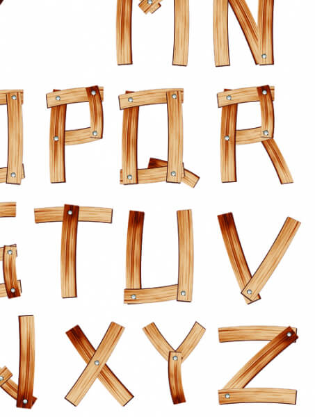 set of wooden alphabet numerals vector