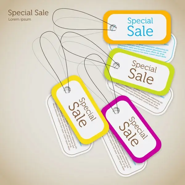 sets of cardboard sale tags with color frames