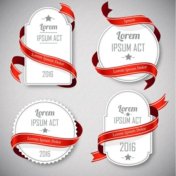 sets of vintage cardboard twined with red ribbon
