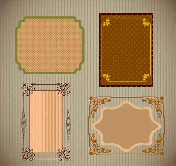 sets of vintage frames with various pattern background