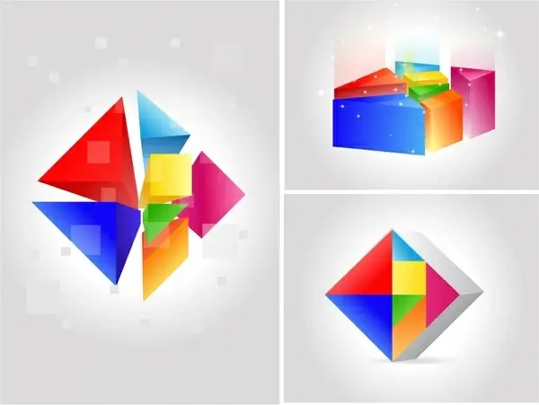 geometric icons modern colorful 3d sketch