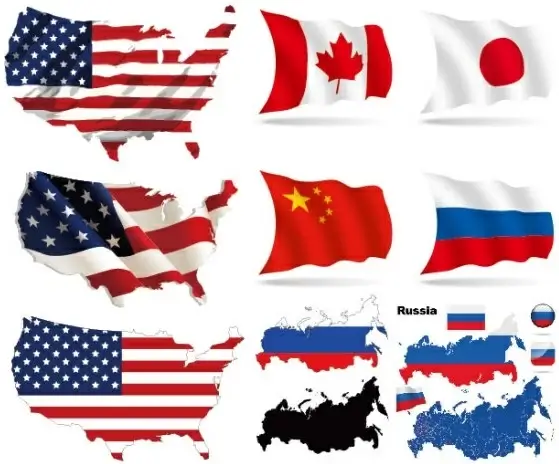 several countries flag map vector