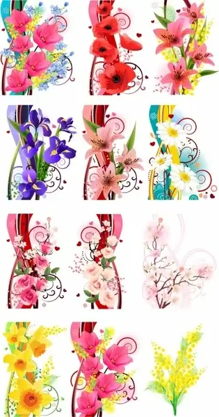 decorative floral templates colorful modern design