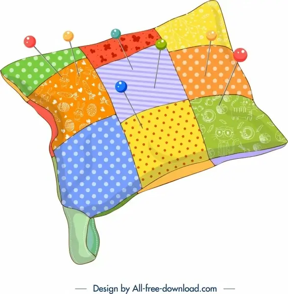 sewing background pillow pins icons colorful 3d design