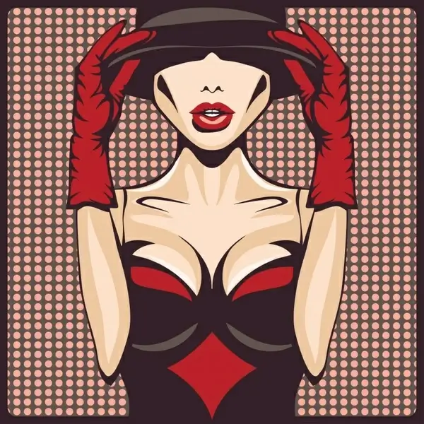 fashion background sexy girl icon cartoon character sketch