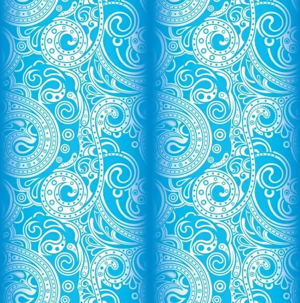 silk pattern template elegant retro blue curves decor