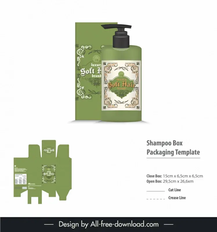shampoo box packaging template flat classical elegance 