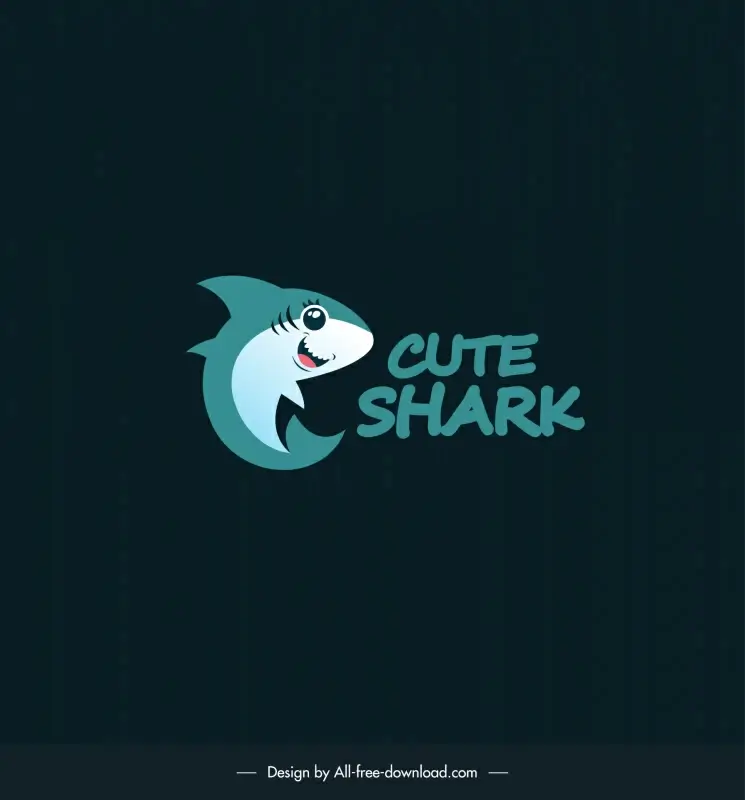  shark logotype cute dynamic cartoon sketch