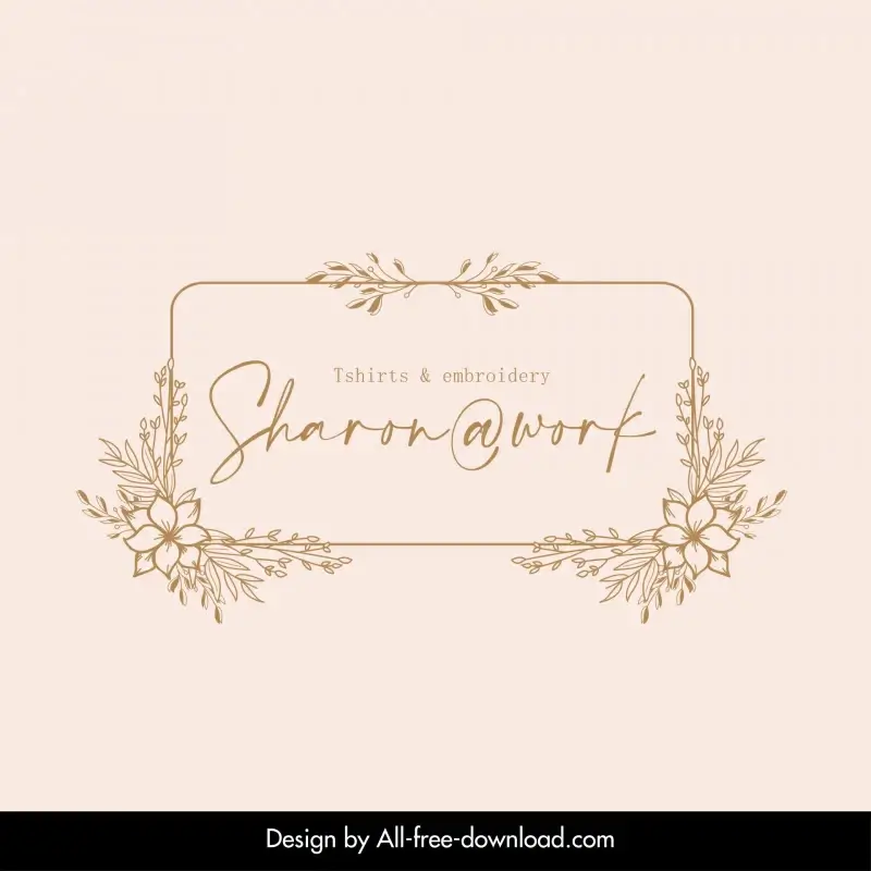 sharonwork logo border template elegant classical floral calligraphic sketch