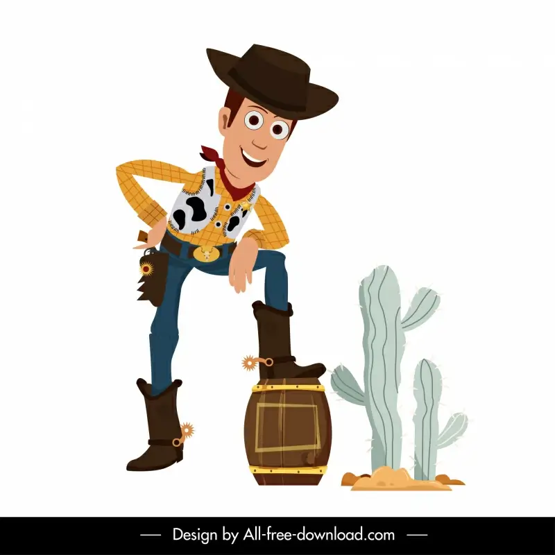 sheriff woody cartoon character icon cowboy sketch 