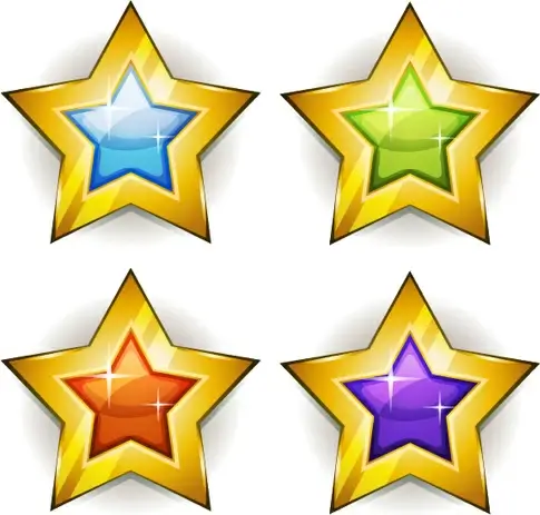 shining gold stars icons vector
