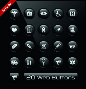 shiny black web button design vector
