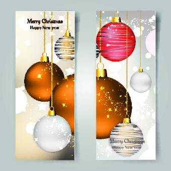 shiny christmas balls banner design vector