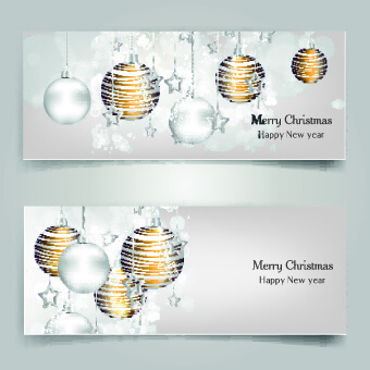 shiny christmas balls banner design vector