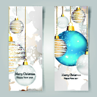 shiny christmas balls banner design vector