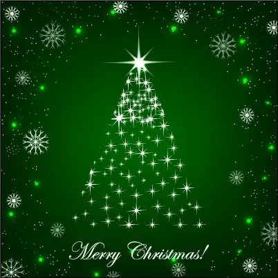 shiny christmas tree with green background vector