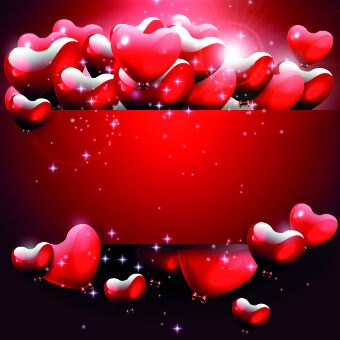 shiny heart with red background vector graphic