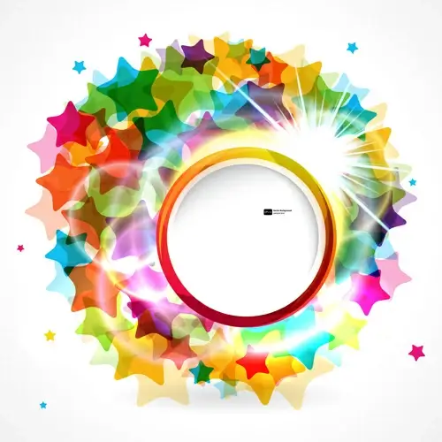 shiny round with colored stars background vector