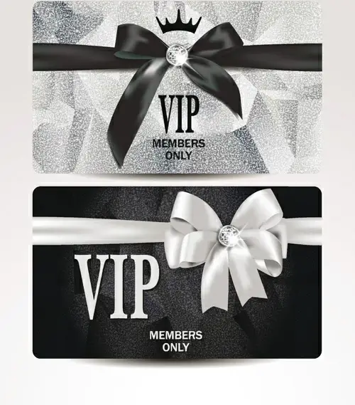 shiny vip card with ribbon bow vector