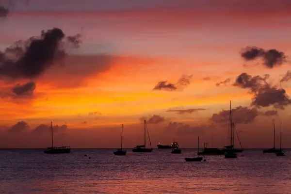 ships at sunset