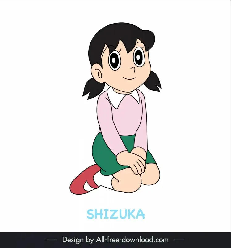 Shizuka character icon cute cartoon sketch Vectors graphic art designs in  editable .ai .eps .svg .cdr format free and easy download unlimit id:6925597