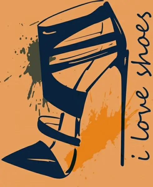 shoes advertising banner classical grunge sketch