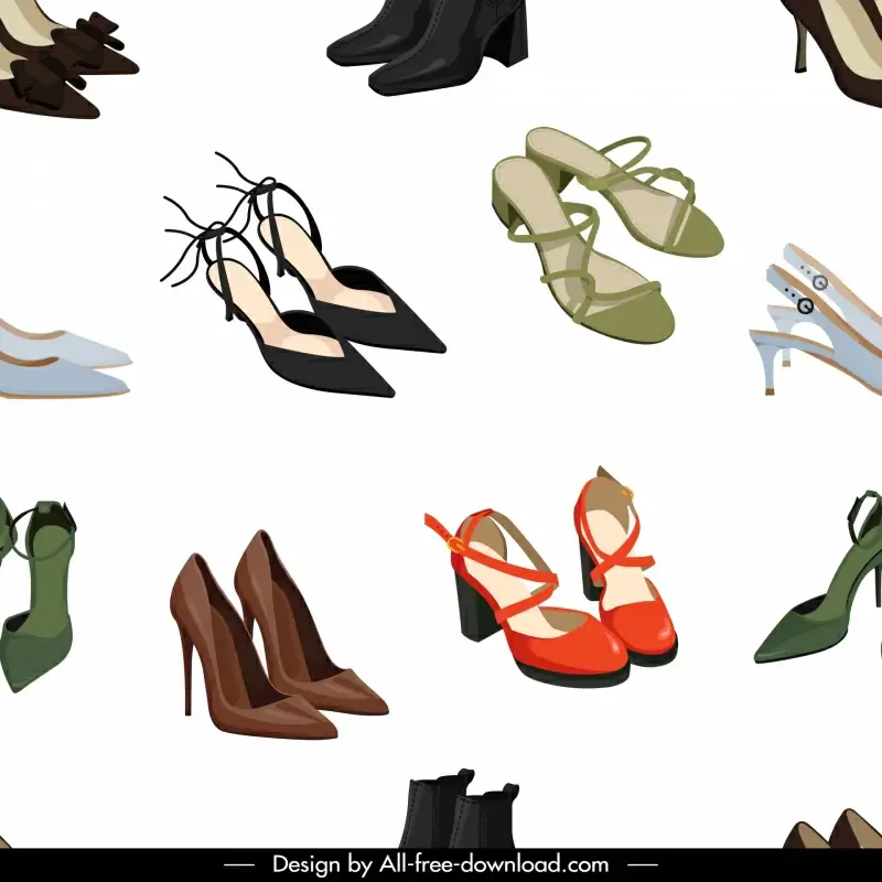 shoes pattern template 3d high heeled pairs 