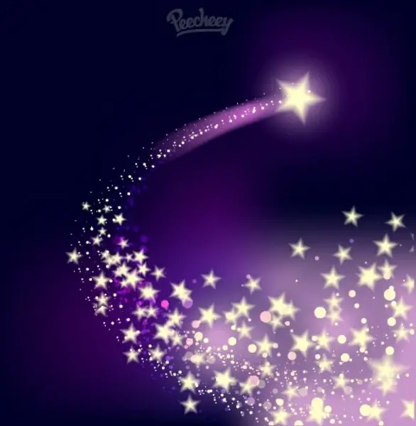 shooting twinkling star on the purple background