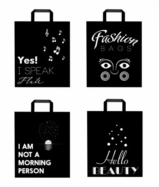 shopping bags icons isolation black white decoration