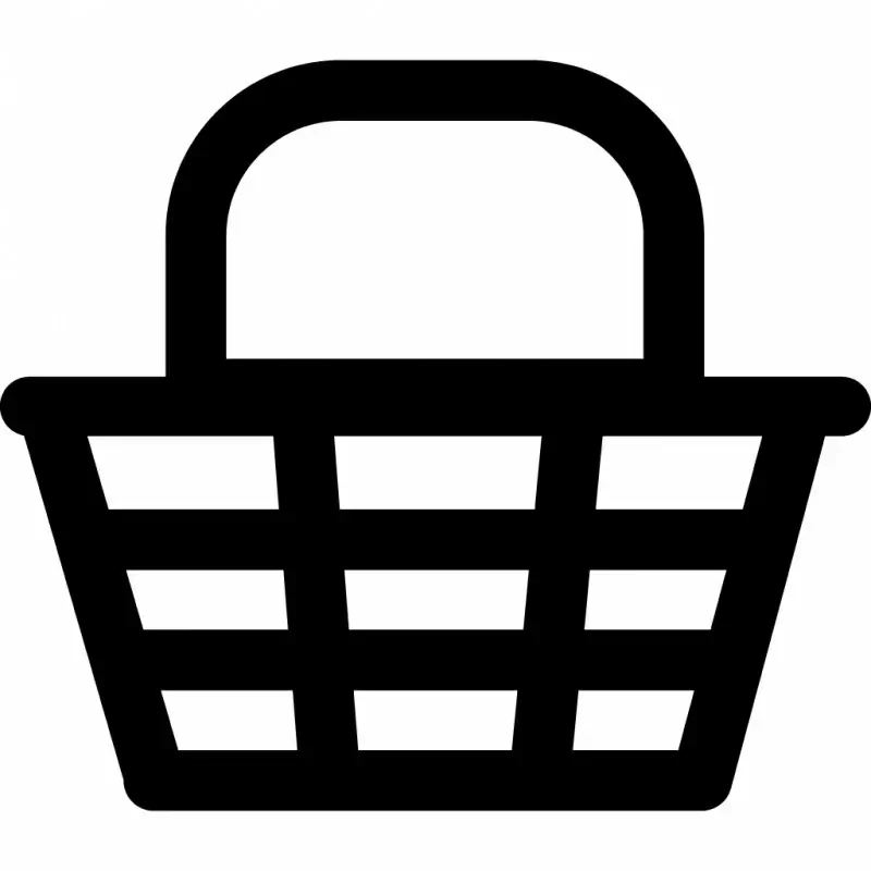 shopping basket sign icon flat contrast black white geometric outline