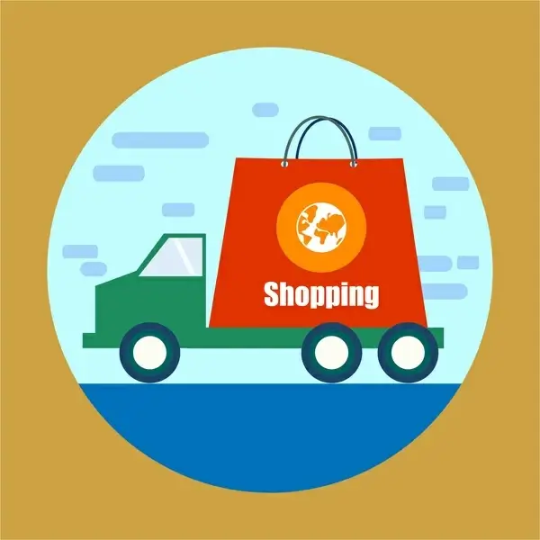shopping concept design with truck and bag illustration