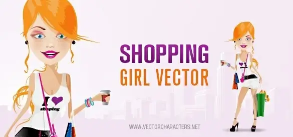 shopping girl vector character