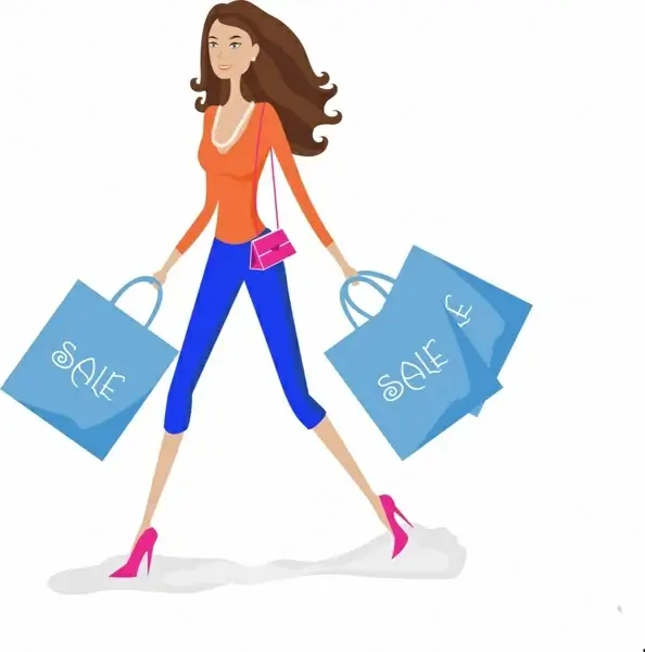 Shopping girl with sale bags