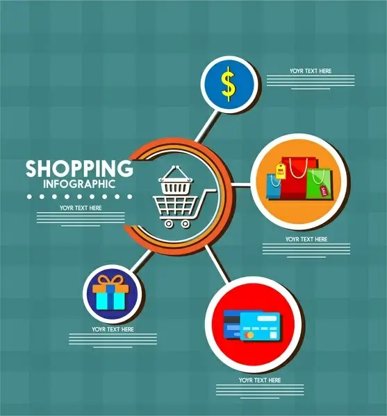 shopping infographic design circles and symbols sketch style