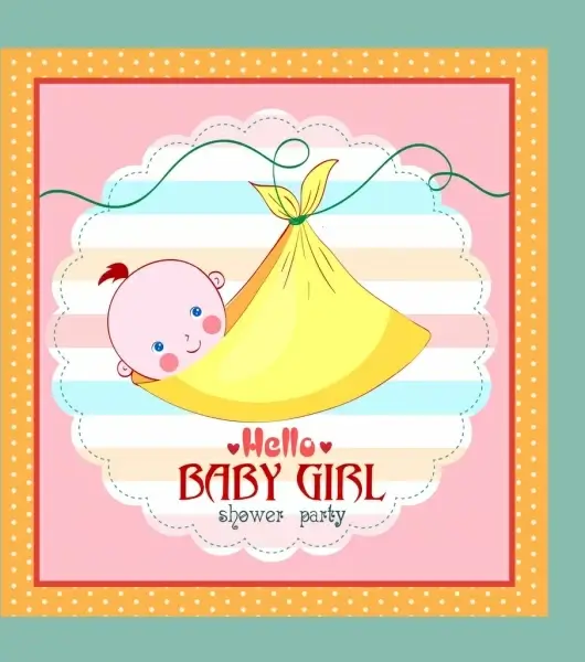 shower card template wrapped baby girl icon