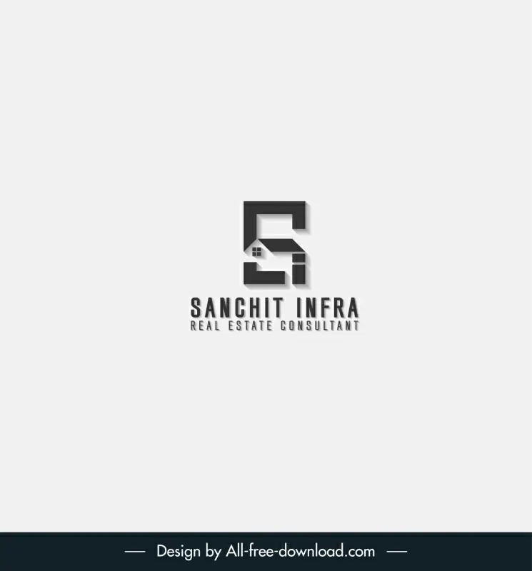 si house real estate consultant logotype flat text house shape design